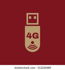 The 4g adapter icon. Transfer and connection, data, 4g symbol. UI. Web. Logo. Sign. Flat design. App. Stock vector