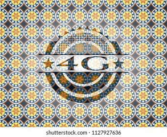 4G arabic style emblem. Arabesque decoration.