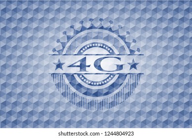 4G blue badge with geometric pattern.