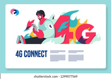 Diseño de plantilla de conexión rápida 4G. ilustración vectorial