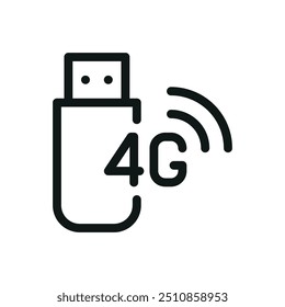 4G-Flash-Modem, isoliertes Symbol, 4G-USB-Modem, Vektorsymbol mit bearbeitbarem Strich