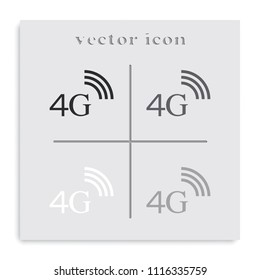 4G flat black and white vector icon.