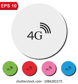 4G flat round colorful vector icon.
