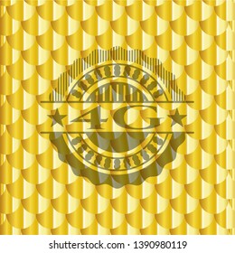 4G gold emblem. Scales pattern. Vector Illustration. Detailed.