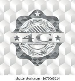 4G grey badge with geometric cube white background