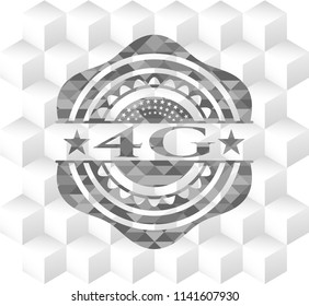 4G grey emblem with cube white background