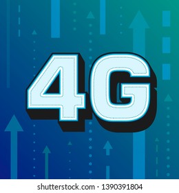 4G high speed internet technology. Blue arrow background. Vector illustration