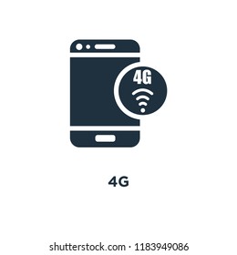4g icon. Black filled vector illustration. 4g symbol on white background. Can be used in web and mobile.