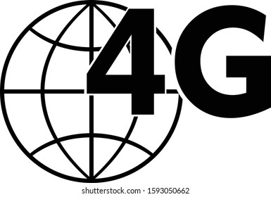 4G icon with globe and 4G leter