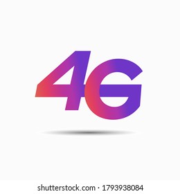 4g logo vector icon. 4 g network speed of wireless internet technology. Broadcast symbol concept. Wifi broadband modern flat design for 4th generation of mobile internet. Orange and purple gradient V1