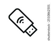 4G LTE USB Modem isolated icon, USB stick modem vector symbol with editable stroke