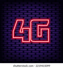 4g mobile internet Neon sign. Glowing with colorful neon light. Light art. Bright colored vector. Vector Illustration