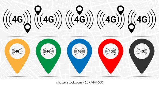 4g network icon in location set. Simple glyph, flat illustration element of technology theme icons
