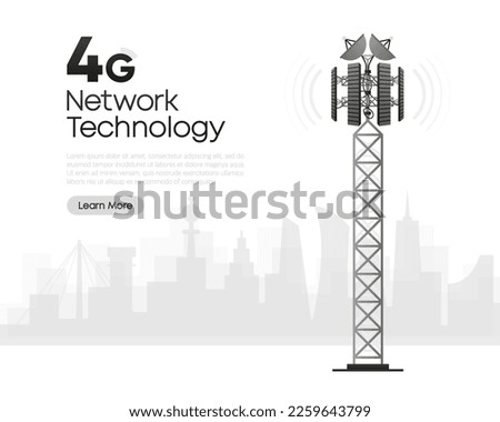 4g Network Technology in flat design. The concept of wireless mobile communication services. Speed test. Vector illustration.