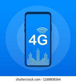 4G network wireless systems and internet. Communication network. Vector stock illustration.