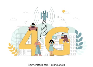 4G network wireless technology. New generation of mobile communication network. Vector illustration on white background