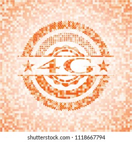 4G orange mosaic emblem with background