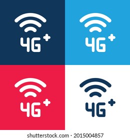 4g Plus blue and red four color minimal icon set
