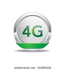 4g Sign Circular Green Vector Button Icon