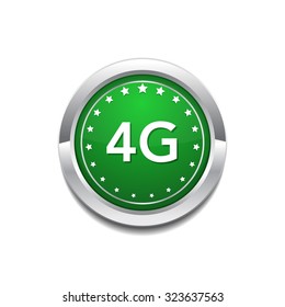 4g Sign Circular Green Vector Button Icon