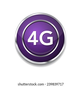 4g Sign Circular Purple Vector Button Icon
