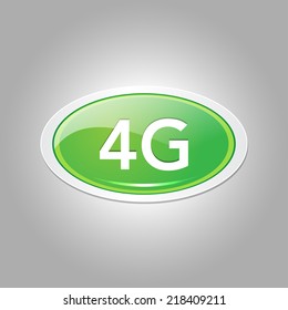 4g Sign Elliptical Green Vector Button Icon