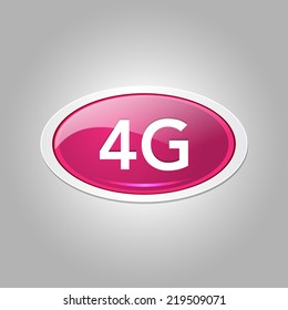 4g Sign Elliptical Pink Vector Web Button Icon