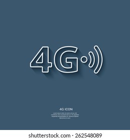 4g sign icon. Fast internet connection for mobile phones. Modern material flat design with long shadow. Eps10 vector illustration.