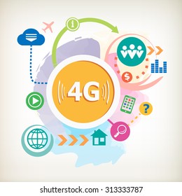 4G sign icon. Mobile telecommunications technology symbol.  Design for the print, banner.
