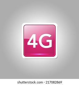 4g Sign Square Pink Vector Button Icon