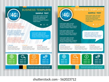 4G sign symbol on vector Brochure Flyer design Layout template, size A4. Easy to use and edit. Business concept for creative process.
