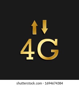 4g, signal, arrows gold icon. Vector illustration of golden style