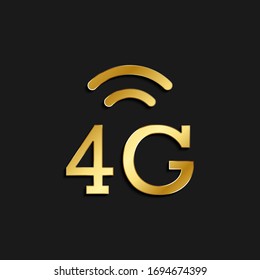 4g, signal gold icon. Vector illustration of golden style