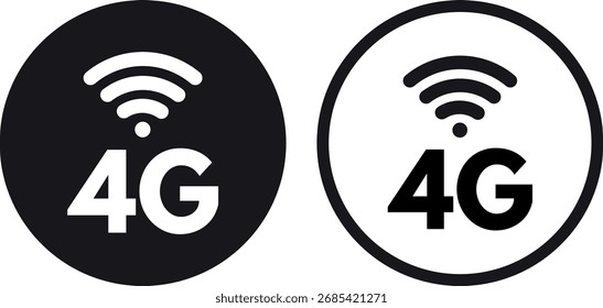 Icono de señal 4G establecido en dos estilos . Símbolo inalámbrico 4G . Ilustración vectorial