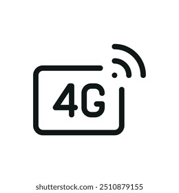 4G sim card isolated icon, 4G technology label vector symbol with editable stroke