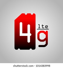 4G Sim Card. Mobile telecommunications technology symbol.