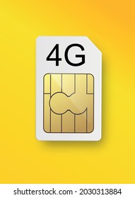 4G Sim Card. Mobile telecommunications technology symbol. Vector stock illustration.