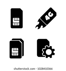 4G Sim Card. Simple Related Vector Icons Set for Video, Mobile Apps, Web Sites, Print Projects and Your Design. Black Flat Illustration on White Background.