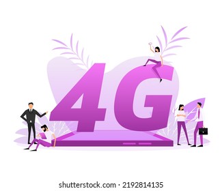 4G Sim Card. 4G-Technologie, Hintergrund. Flat-Style-Zeichen