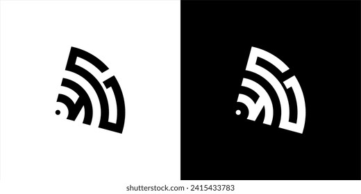 4G-WLAN-Internet, Vektorsymbol schwarz-weiß