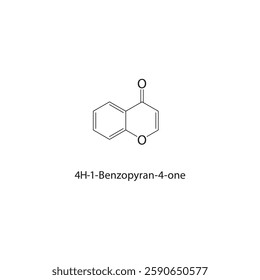 4H-1-Benzopyran-4-one skeletal structure.Flavone compound schematic illustration. Simple diagram, chemical formula.