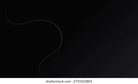 4K Fundo de linha preto abstrato com linhas brancas curvas.
