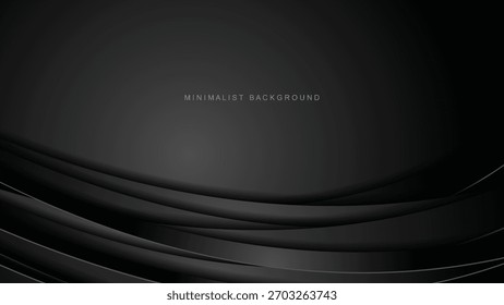 Fondo geométrico abstracto negro 4K. Concepto de forma moderna. Arte vectorial EPS 10 de textura de tela oscura satinada gris negro. 