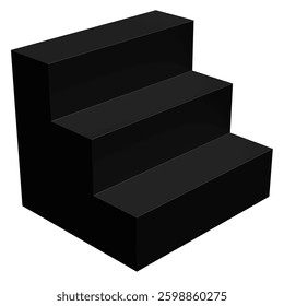4K Black Minimalist Three-Step Display Podium 3D