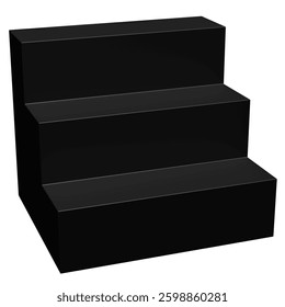 4K Black Minimalist Three-Step Display Podium 3D