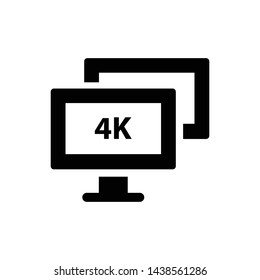 4K computer monitor icon vector black color design