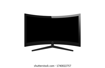 4k gebogener Bildschirm smart tv in modernem ultra HD Auflösung auf isoliertem weißem Hintergrund. EPS 10 Vektor.