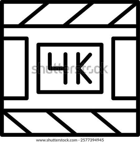 4k Film Line Vector Icon Design