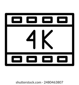 4k Film Vector Line Icon Design