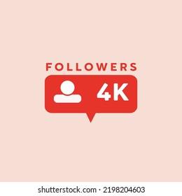 4K Follower Social Media Icon Vector Thank You